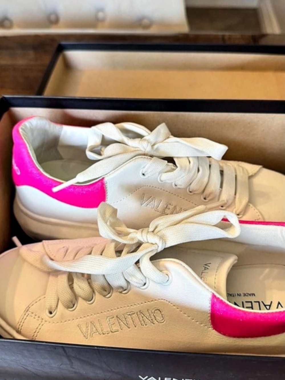 Valentino White & Pink Sneakers US 8
